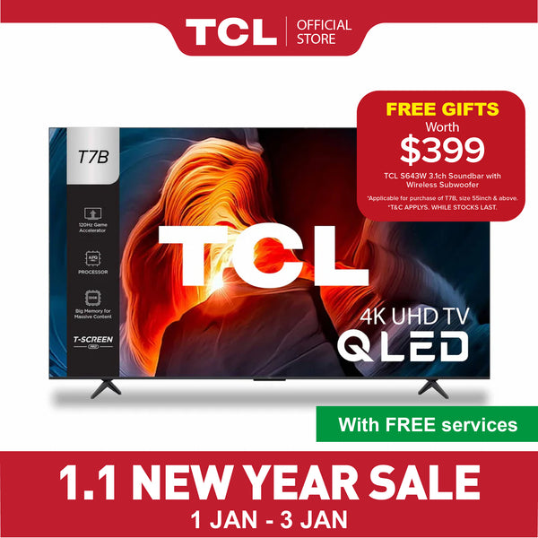 【3 Years Warranty】TCL T7B QLED TV 55 65 75 inch | AI Smart Google TV | Eye care Version