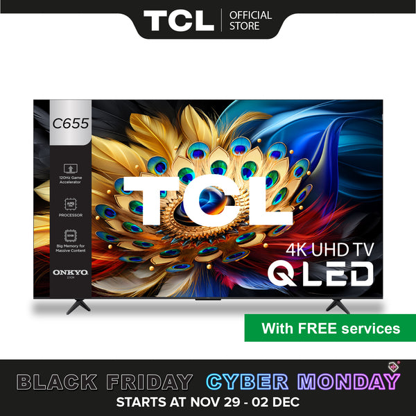 TCL C655 4K QLED TV 43 50 55 65 75 85 98 inch | AI Smart Google TV | Eye care Version