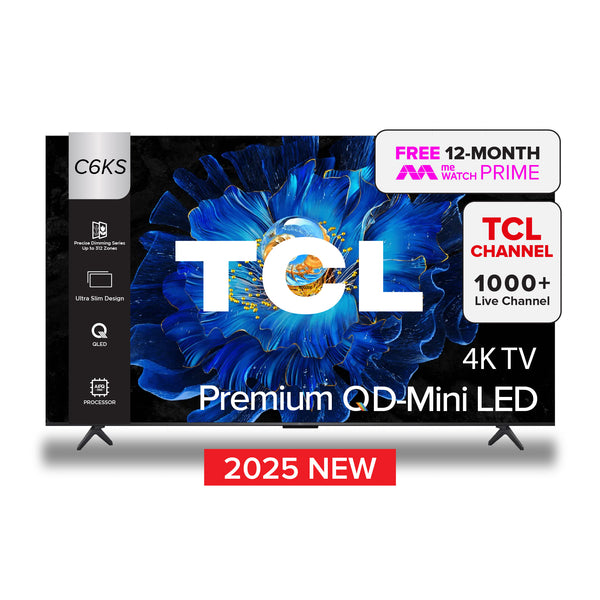 2025 NEW | TCL C6KS 4K Premium QD Mini-LED TV 55"- 75" AI Smart TV
