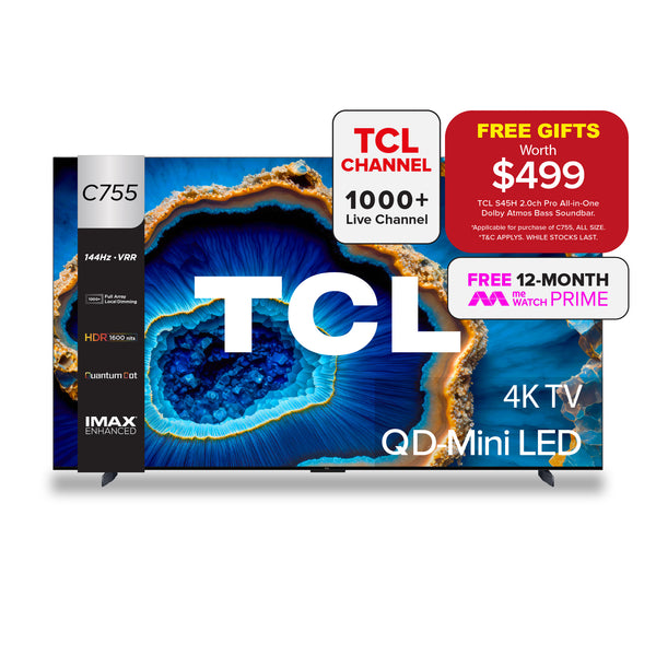 TCL C755 QD-Mini LED 4K TV 55"-98" AI Smart TV Google TV