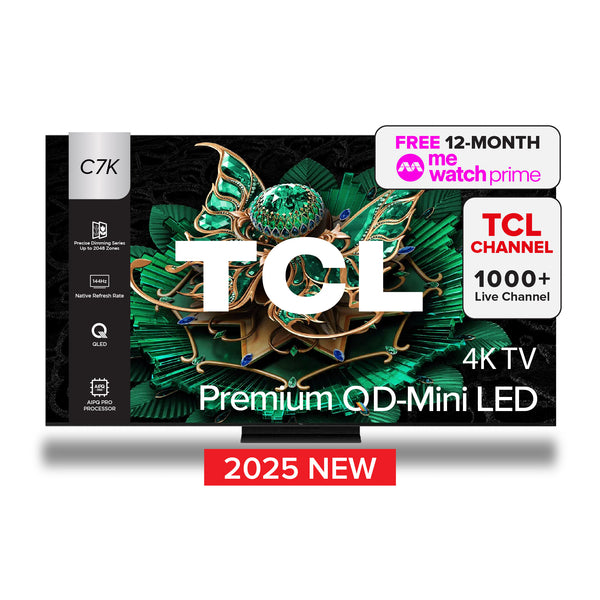 2025 NEW | TCL C7K 4K Premium QD Mini-LED TV 55" - 75" AI Smart TV