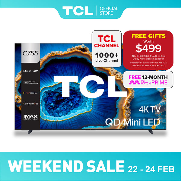 2025 TCL C755 QD-Mini LED 4K TV | AI Smart TV Google TV | 55 65 75 85 98 Inch