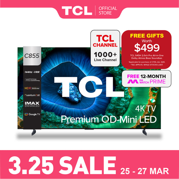 TCL C855 优质 QD-Mini LED 4K 电视