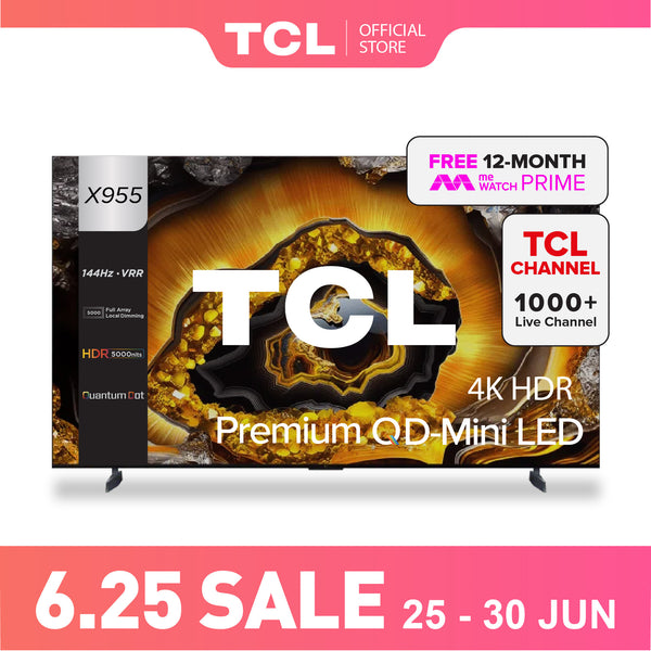 TCL X955 Premium QD-Mini LED 4K TV 85" - 115" AI Smart TV