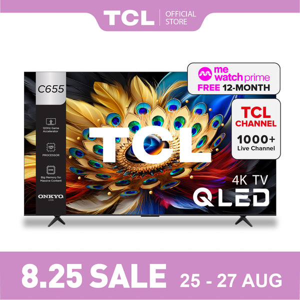 TCL C655 4K QLED Pro 43" - 98" Onkyo Subwoofer In Built Eye Care AI Smart TV Google TV