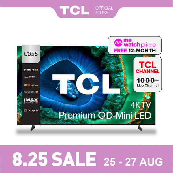 National Days Sales TCL C855 Premium QD-Mini LED 4K TV 65" - 98" AI Smart Google TV