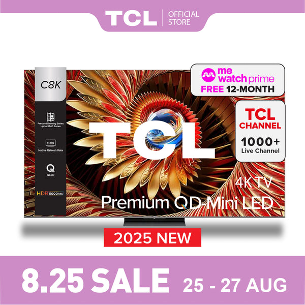 NEW | TCL C8K Premium QD-Mini LED 4k TV | 65 75 inch | HDR 4500 nits | AI Smart Google TV