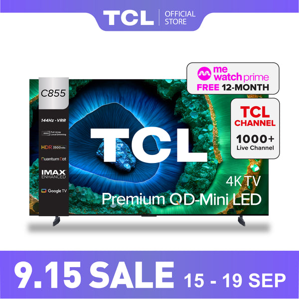 National Days Sales TCL C855 Premium QD-Mini LED 4K TV 85" - 98" AI Smart Google TV