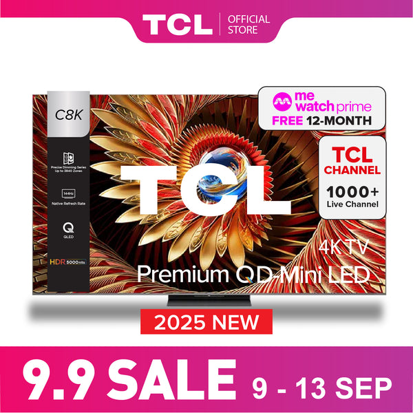NEW | TCL C8K Premium QD-Mini LED 4k TV | 65 75 inch | HDR 4500 nits | AI Smart Google TV